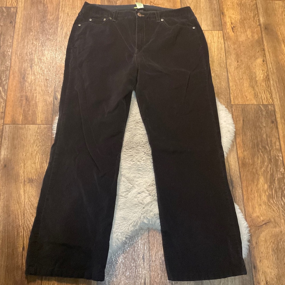 Sigrid Olsen Velveteen Pants Size 16 Womens Black Modernist Tan Stitch‎ Velvet